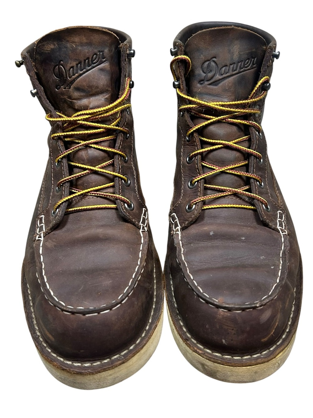 Danner Men's Bull Run USA Made 6" Moc Toe Wedge Work Boot Brown 15563 Sz 10 Wide